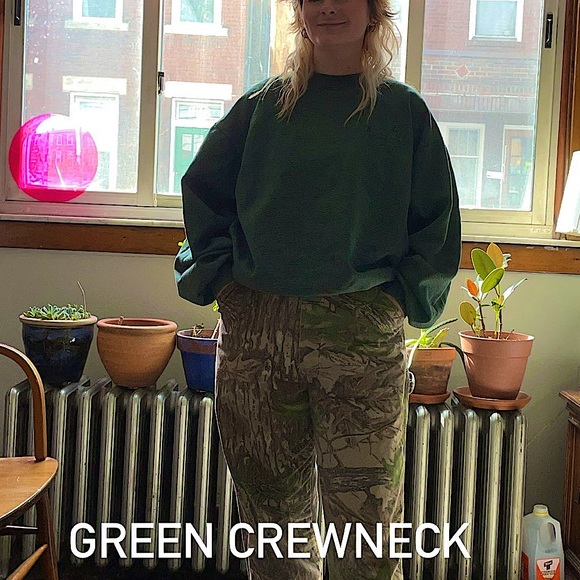 90s Vintage Green Crew Neck - Picture 1 of 2